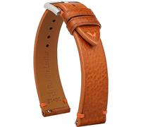 Quick Release Lederarmband, Öl Wachs Leder Uhrenarmbänder, Italienische Kalbsleder Uhrenarmbänder Ersatzband für Männer Frauen 16 18 19 20 21 22mm (16mm, Braun/Silberne Schnalle/Orange Kordel)