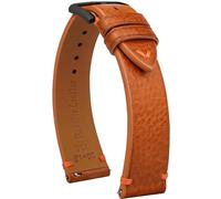 Quick Release Lederarmband, Öl Wachs Leder Uhrenarmbänder, Italienische Kalbsleder Uhrenarmbänder Ersatzband für Männer Frauen 16 18 19 20 21 22mm (20mm, Braun/schwarze Schnalle/orange Kordel)