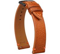 Quick Release Lederarmband, Öl Wachs Leder Uhrenarmbänder, Italienische Kalbsleder Uhrenarmbänder Ersatzband für Männer Frauen 16 18 19 20 21 22mm (18mm, Braun/schwarze Schnalle/orange Kordel)
