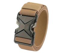 Quick Release Metall Steckbare Schnalle Taktischer Gürtel Männer Elastischer Gürtel, Khaki, 125cm