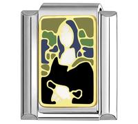 Quiges 9mm Italian Style Charm Modell Edelstahl Mona Lisa für Italien Charm Armbänder