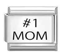 Quiges - 9mm Italian Style Charm Modul Edelstahl Laser #1 MOM für Italienische Armbänder