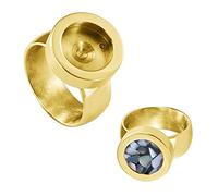 Quiges Edelstahl Wechselbare Mini Coin Münze Solitär-Ring Damen Gold Glänzend Durchmesser 16mm