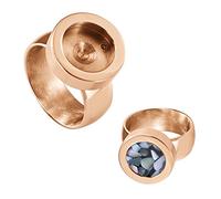 Quiges Edelstahl Wechselbare Mini Coin Münze Solitär-Ring Damen Rosegold Glänzend Durchmesser 18mm