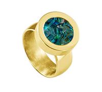 Quiges Glänzend Gold Edelstahl Ring 12mm Mini Coin Halter Wechselring und Austauschbare Blaue Flocken Shell Coin in der Größe 20mm