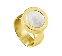 Quiges Glänzend Gold Edelstahl Ring 12mm Mini Coin Halter Wechselring und Austauschbare Weiße Muschel Coin in der Größe 18mm