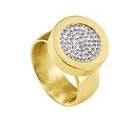 Quiges Glänzend Gold Edelstahl Ring 12mm Mini Coin Halter Wechselring und Austauschbare Weißes Zirkonia Coin in der Größe 17mm