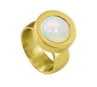 Quiges Ring Gold Edelstahl Glänzend 12mm Mini Coin Halter Wechselring und Austauschbar Opal Coin in Größe 17mm
