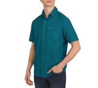 Quiksilver Herrenhemd aus hochwertiger Baumwolle, kurzärmelig, Waffelmuster, Blau (Ink Blue), XL