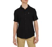 Quiksilver Herrenhemd aus hochwertiger Baumwolle, kurzärmelig, Waffelmuster, Schwarz, Mittel