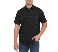 Quiksilver Herrenhemd aus hochwertiger weicher Baumwolle, kurzärmelig, mit Knopfleiste, Schwarz, XL