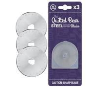 Quilted Bear Rollschneider Ersatzklingen - Rollschneider für Stoff, Titanstahl, universell verträglich, Nähzubehör, Schneiderad für Stoff, Patchwork, Steppung geeignet für dicke Stoffe (45mm 3 Klinge)