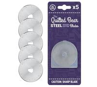 Quilted Bear Rollschneider Ersatzklingen - Rollschneider für Stoff, Titanstahl, universell verträglich, Nähzubehör, Schneiderad für Stoff, Patchwork, Steppung geeignet für dicke Stoffe (45mm 5 Klinge)