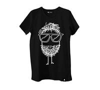 Quipster T-Shirt Beard - Lustiges Motiv - Für Damen und Herren - 100% Baumwolle - Schwarz - S