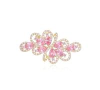 QUKE Luxus Gold Bogen Form Rosa Kubischer Zirkon Kristall Braut Hochzeit Broschen Pin Schmuck für Frauen Mädchen