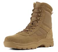 QUNLON Springerstiefel Militärstiefel Zipper Einsatzstiefel Herren Bundeswehr Stiefel Atmungsaktiv Kampfstiefel Tactical Combat Boots Braun 46EU