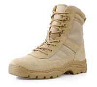 QUNLON Springerstiefel Militärstiefel Zipper Einsatzstiefel Herren Bundeswehr Stiefel Atmungsaktiv Kampfstiefel Tactical Combat Boots Sand 43EU