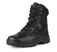 QUNLON Springerstiefel Militärstiefel Zipper Einsatzstiefel Herren Bundeswehr Stiefel Atmungsaktiv Kampfstiefel Tactical Combat Boots Schwarz 41EU