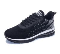 Quseek Herren Laufschuhe Running Shoes Men Turnschuhe Sportschuhe Herren Atmungsaktive rutschfest Sneaker mit Dämpfung Schwarz 44