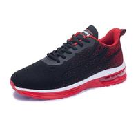 Quseek Herren Laufschuhe Running Shoes Men Turnschuhe Sportschuhe Herren Atmungsaktive rutschfest Sneaker mit Dämpfung Schwarz Rot 47