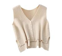 QUXVUIS Ärmellose Weste im Vintage Stil - zeitlose Eleganz, stilvoller Look für Frühling und Sommer. Leichte, modische Shopping Weste für Damen, Aprikose, M