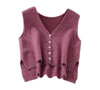 QUXVUIS Ärmellose Weste im Vintage Stil - zeitlose Eleganz, stilvoller Look für Frühling und Sommer. Leichte, modische Shopping Weste für Damen, Traubenlila, M