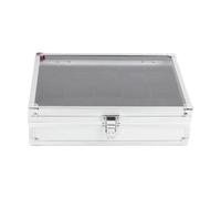 QUXVUIS Elegante Schmuckvitrine für Damen und Herren, 12 Fächer, abschließbar, aus Aluminiumlegierung, tragbar, zur Aufbewahrung von Uhren und Accessoires. Eleganter,