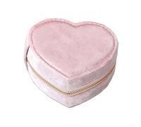 QUXVUIS Elegante, wunderschöne Schmuckschatulle aus Samt in Herzform für unterwegs - klein, aber geräumig. Multifunktionaler Organizer für Mädchen.