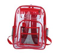 QUXVUIS Geräumiger, durchsichtiger Rucksack aus robustem PVC mit bequemen, verstellbaren Tragegurten. Ideal für Arbeit, Reisen, Uni und Büro. Verstärkte Tragegurte, Rot, 30x16x44CM