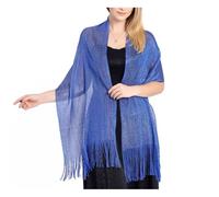 QUXVUIS Glänzender Schal, dünner Faden, lange, hohle Spitze, Quaste, exquisites glänzendes Hochzeitsfest, Abendkleid, Umhang, tragbare Schals, Blau