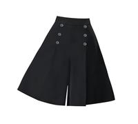 QUXVUIS Stilvolle, Plissierte Culottes mit hohem Bund und kurzem Bein - leichte, modische Sommerhose für Damen, dünn, einfarbig, locker geschnitten, mit weitem Bein -