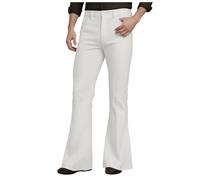 QVNXVO Schlaghose Herren 70er mit Taschen Einfarbig Lang Outdoor Freizeithose Herren Hohe Elastizität Weites Bein Karneval Disco Schlaghosen 80er Jahre Outfit Karneval Kostüm (Weiß,3XL)