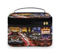 QWHJK Multifunktionale Aufbewahrungstasche, Las Vegas Night City, bedruckte Badezimmer-Aufbewahrung, Make-up-Tasche, tragbare Multifunktions-Aufbewahrungstasche, Las Vegas Night City, 25 x 18 x 15 cm,