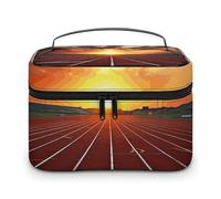 QWHJK Multifunktionale Aufbewahrungstasche, Motiv: Dusk Running Track bedruckte Badezimmer-Aufbewahrung, Make-up-Tasche, tragbare Multifunktions-Aufbewahrungstasche, Dämmerungslaufbahn, 25 x 18 x 15
