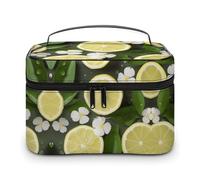 QWHJK Multifunktionale Aufbewahrungstasche, Motiv: frische Zitrone, bedruckt, Badezimmer-Aufbewahrung, Make-up-Tasche, tragbare Multifunktions-Aufbewahrungstasche, frische Zitrone, 25 x 18 x 15 cm,