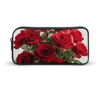 QWJKM Federmäppchen für Männer und Frauen, frische rote Rosen, tragbares Federmäppchen, personalisierter Stifthalter, ästhetisches Stifteetui, Schreibtisch-Organizer für Büro, weiß, 8.7x2x4.7 inches