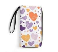 QWJKM Have A Lot of Heart Ledergeldbörse für Herren und Damen, schmale vertikale Geldbörse, lange Geldbörse mit Reißverschluss, Kartenhalter, weiß, 19,7 x 10,5 cm, weiß, 19.7x10.5cm