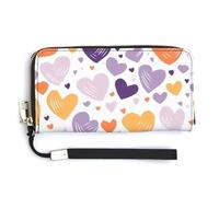 QWJKM Have A Lot of Heart Ledergeldbörse für Uni, schlankes Muster, lange Geldbörsen, Kartenhalter mit Reißverschluss, weiß, 20 x 10,5 cm, weiß, 20.0*10.5cm