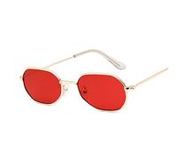 QWKLNRA Herren Sonnenbrille Goldrahmen Rote Linse Vintage Ovale Sonnenbrille Gegen Uv Retro Klare Linse Brille Quadratische Sonnenbrille Für Weibliche Männer Uv400 Radfahren Reisen Angeln Outdoor-