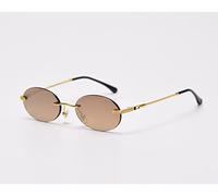 QWKLNRA Sonnenbrille Damen,Ovale Retro-Sonnenbrille Damen Goldtea Brillen Für Damen Herren Kleine Brille Herren Randlos Fahrbrille Randlos