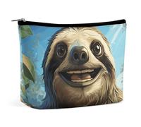 QWNMD Make-up-Tasche, Kosmetiktasche, Lippenstift-Beutel, Reißverschluss, Cartoon, lustiges Faultier, bedruckter Organizer, tragbar, Kulturbeutel, Zubehör, Cartoon, lustiges Faultier, 6,8 x 5,9 x 5,8