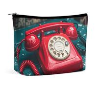 QWNMD Make-up-Tasche, Kosmetiktasche, Lippenstift-Beutel, Reißverschluss, England, UK, Retro, London, Telefon, bedruckt, Organizer, tragbare Kulturbeutel, Zubehör, England, UK, Retro, London, Telefon,