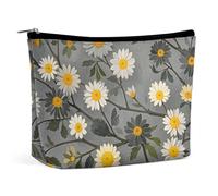 QWNMD Make-up-Tasche, Kosmetiktasche, Lippenstift-Beutel, Reißverschluss, grauer Baumzweig, gelbes und weißes Blumenmuster, bedruckter Organizer, tragbarer Kulturbeutel, Zubehör, grauer Baumzweig,