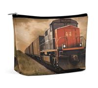 QWNMD Make-up-Tasche, Kosmetiktasche, Lippenstift-Beutel, Reißverschluss, Güterzug, bedruckter Organizer, tragbarer Kulturbeutel, Zubehör, Güterzug, 17,2 x 15,9 x 5,8 cm, modisch, Güterzug, 6.8 X 5.9