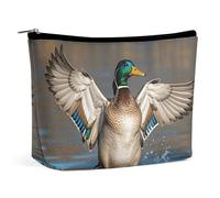 QWNMD Make-up-Tasche, Kosmetiktasche, Lippenstift-Beutel, Reißverschluss, Jagd, fliegende Wildenten, bedruckter Organizer, tragbare Kulturbeutel, Zubehör, Jagd, fliegende Wildenten, 17 x 15 x 5,8 cm,