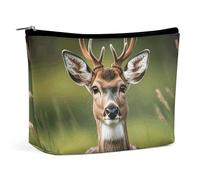 QWNMD Make-up-Tasche, Kosmetiktasche, Lippenstift-Beutel, Reißverschluss, niedlicher Hirsch, bedruckter Organizer, tragbarer Kulturbeutel, Zubehör, niedlicher Hirsch, 17,2 x 15,9 x 5,8 cm, modisch,