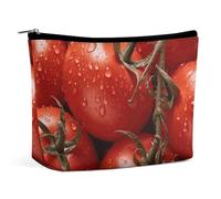 QWNMD Make-up-Tasche, Kosmetiktasche, Lippenstift-Beutel, Reißverschluss, reife rote Tomaten, bedruckt, Organizer, tragbare Kulturtasche, Zubehör, reife rote Tomaten, 17 x 15 x 5,8 cm, modisch, Reife