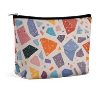 QWNMD Make-up-Tasche, Kosmetiktasche, Lippenstift-Beutel, Reißverschluss, Terrazzo-Marmor, Pastellfarben, bedruckt, Organizer, tragbare Kulturbeutel, Zubehör, Terrazzo-Marmor-Pastell, 17,2 x 15,9 x