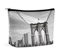 QWNMD Make-up-Tasche, Kosmetiktasche, Lippenstift-Tasche, Reißverschluss, Brooklyn Bridge, bedruckter Organizer, tragbar, Kulturbeutel, Zubehör, Brooklyn Bridge, 17,2 x 15,9 x 5,8 cm, modisch,