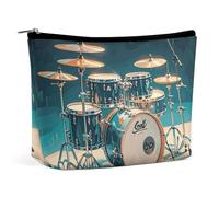 QWNMD Make-up-Tasche, Kosmetiktasche, Lippenstift-Tasche, Reißverschluss-Tasche, cooles Trommel-Set, bedruckter Organizer, tragbarer Kulturbeutel, Zubehör, cooles Schlagzeug-Set, 17,2 x 15,9 x 5,8 cm,